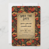 赤いポピー素朴ズヴィンテージフラット日付カードを保存 セーブザデート (正面)