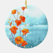 赤いポピー結婚の花嫁付きアイテム セラミックオーナメント (裏面)