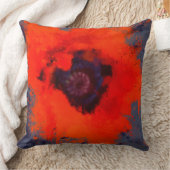 赤いポピー絵を描の青い灰色の背景 クッション (ブランケット)