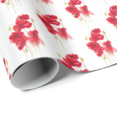 赤いポピー絵画の白 ラッピングペーパー (ロールコーナー)