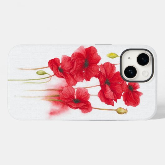 赤いポピー絵画の白 Case-Mate iPhoneケース (裏面 (横))