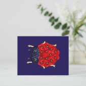 赤いポピー花のカブトムシグラフィック ポストカード (スタンド正面)