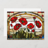 赤いポピー花のステンドグラス ポストカード (正面/裏面)
