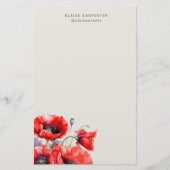 赤いポピー花のモノグラム便箋 便箋 (正面)