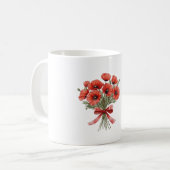 赤いポピー花の弓 コーヒーマグカップ (正面左)
