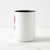 赤いポピー花の植物学的な線画の2トーン コーヒー マグカップ (中央)