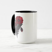 赤いポピー花の植物学的な線画の2トーン コーヒー マグカップ (正面左)