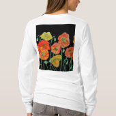 赤いポピー花の水彩アート フラワーパターン T-S Tシャツ (裏面)
