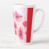 赤いポピー花の水彩画 女性の名前 カフェラテマグ (右)