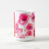 赤いポピー花の水彩画 女性の名前 コーヒーマグカップ (中央)