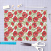 赤いポピー花の花柄ティッシュペーパー 薄葉紙 (クラフト)