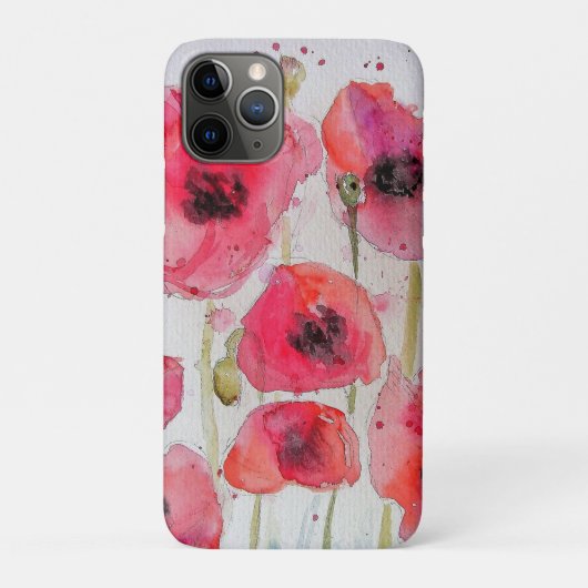 赤いポピー花の花水彩ラゲッジタグ Case-Mate iPhoneケース (裏)