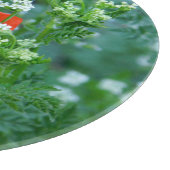 赤いポピー花の装飾的なガラス皿|花柄のプレート カッティングボード (角)