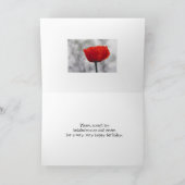 赤いポピー誕生日ウィッシュ折り畳みグリーティングカード カード (内部)