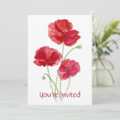 赤いポピー - カスタムパーティー招待状 招待状 (スタンド正面)