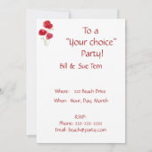 赤いポピー - カスタムパーティー招待状 招待状 (裏面)