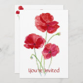赤いポピー - カスタムパーティー招待状 招待状 (正面/裏面)
