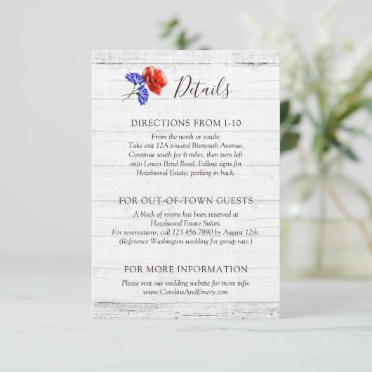 赤いポピー&コーンフラワーの素朴詳細/アクセス情報 エンクロージャーカード (スタンド正面)