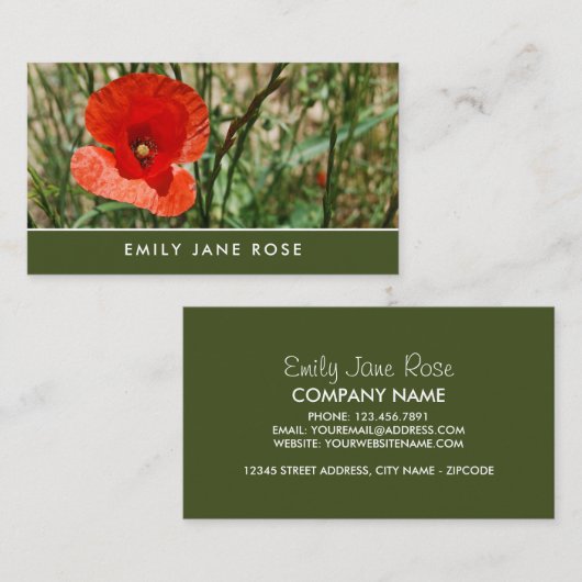 赤いポピー、フローリィ 名刺 (正面/裏面)
