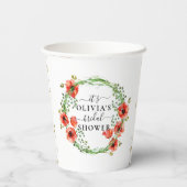 赤いポピー ボタニカル ブライダル シャワー ペーパー カップ 紙コップ (裏面)