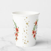 赤いポピー ボタニカル ブライダル シャワー ペーパー カップ 紙コップ (右)