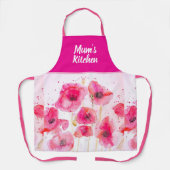 赤いポピー ポピー 花 フラワーの水彩画 エプロン (正面)