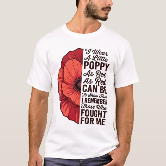 赤いポピー 慰霊 引用 ベクターTシャツ デザイン_1 Tシャツ (正面)