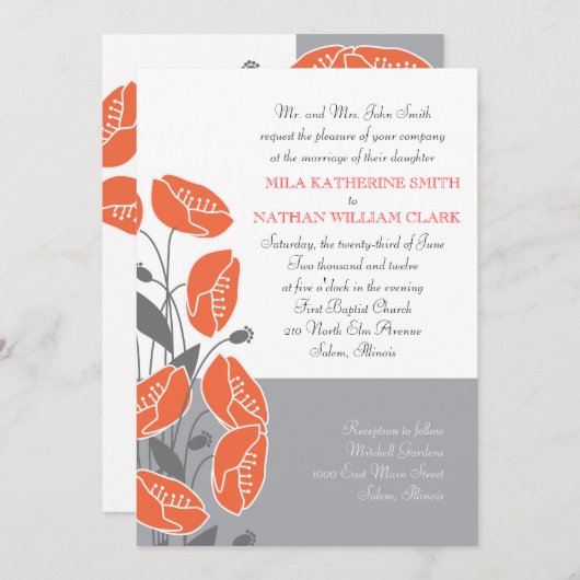 赤いポピー 招待状 (正面/裏面)