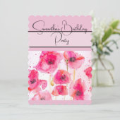 赤いポピー 水彩画の花 フラワーポピー 招待状 (スタンド正面)