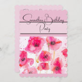 赤いポピー 水彩画の花 フラワー ポピー 招待状 (正面/裏面)