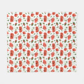 赤いポピー 水彩画の野の花 フリースブランケット (正面(横))