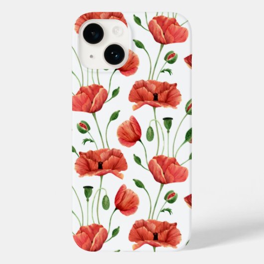 赤いポピー 水彩画の野の花 Case-Mate iPhoneケース (裏面)