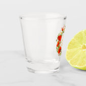 赤いポピー 白い黄色のデイジー 花の輪 ショットグラス (左)