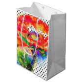 赤いポピー – 白と黒のポルカドット ミディアムペーパーバッグ (正面アングル)