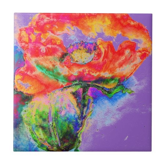 赤いポピー – 紫 タイル (正面)