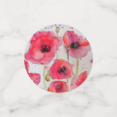 赤いポピー 花柄のパーティープレート コンフェッティ (スモール正面)