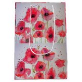 赤いポピー 花柄のパーティープレート ミディアムペーパーバッグ (裏面)