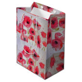 赤いポピー 花柄のパーティープレート ミディアムペーパーバッグ (裏面アングル)