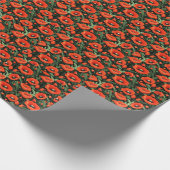 赤いポピー 花 フラワーグリーン 誕生日 ラッピングペーパー (角)