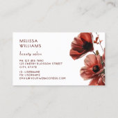 赤いポピー 花 白 名刺 (裏面)