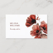 赤いポピー 花 白 名刺 (正面)