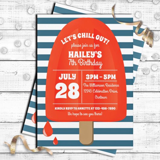 赤いポプシクル誕生日パーティーの招待 招待状