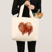 赤いポメラニアン ラージトートバッグ (正面(商品))