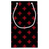 赤いポルカが黒に交差する スモールペーパーバッグ (裏面)