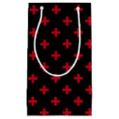 赤いポルカが黒に交差する スモールペーパーバッグ (正面)