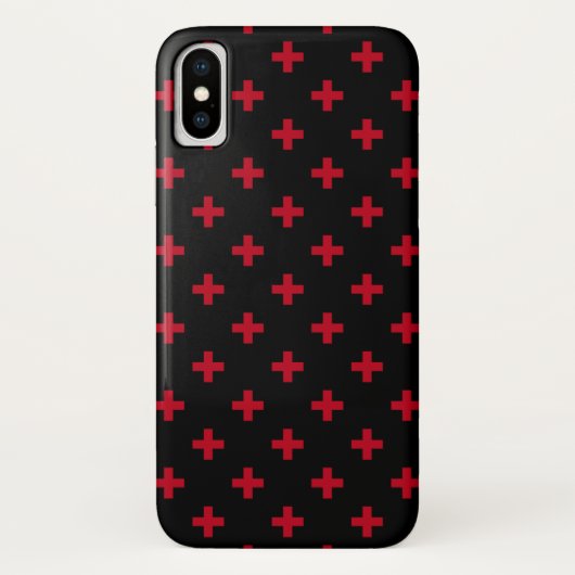 赤いポルカが黒に交差する Case-Mate iPhoneケース (裏面)