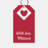 赤いポルカハートオンホワイト ギフトタグ (裏面)