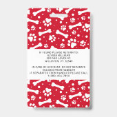 赤いポーパーソナライズされたト印刷サービス犬の写真ID バッジ (裏面)