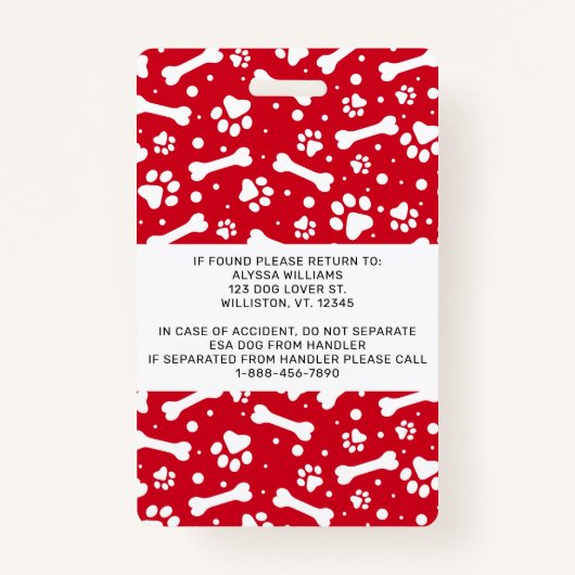 赤いポーパーソナライズされたト印刷サービス犬の写真ID バッジ (裏面)