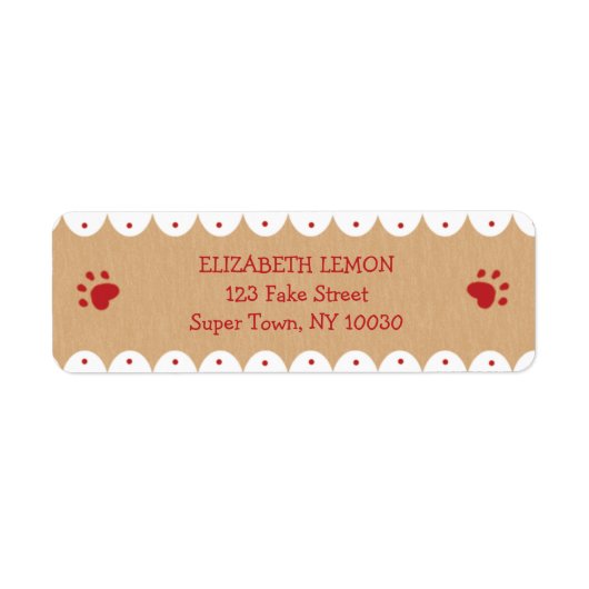 赤いポープリントスモール住所 シール (正面)